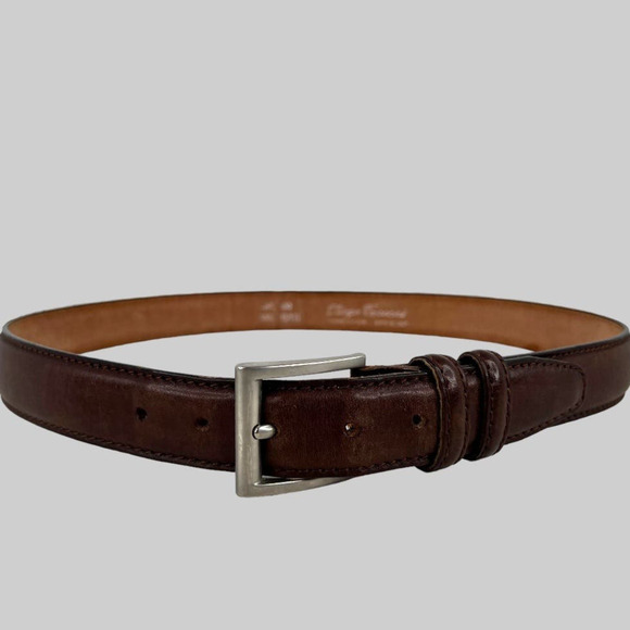 DIEGO TOSCANI Leather Belt in Dark Brown Men's Size 38 Waist - Picture 1 of 11